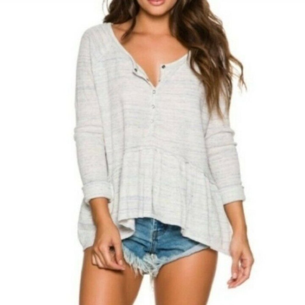 We the Free by Free People Coastline Peplum Waffle Thermal Top Various Sizes VGC